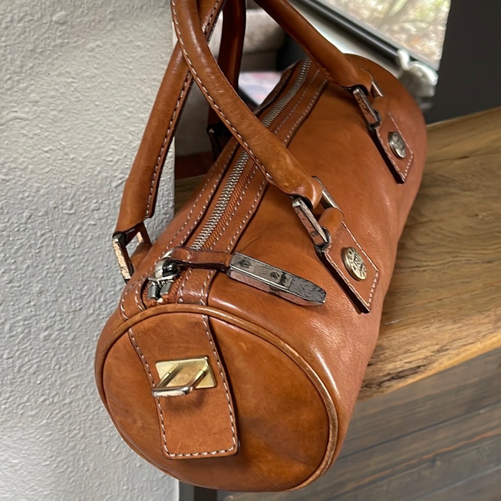 Vintage Michael Kors Tan Leather Barrel Satchel - Picture 6 of 15